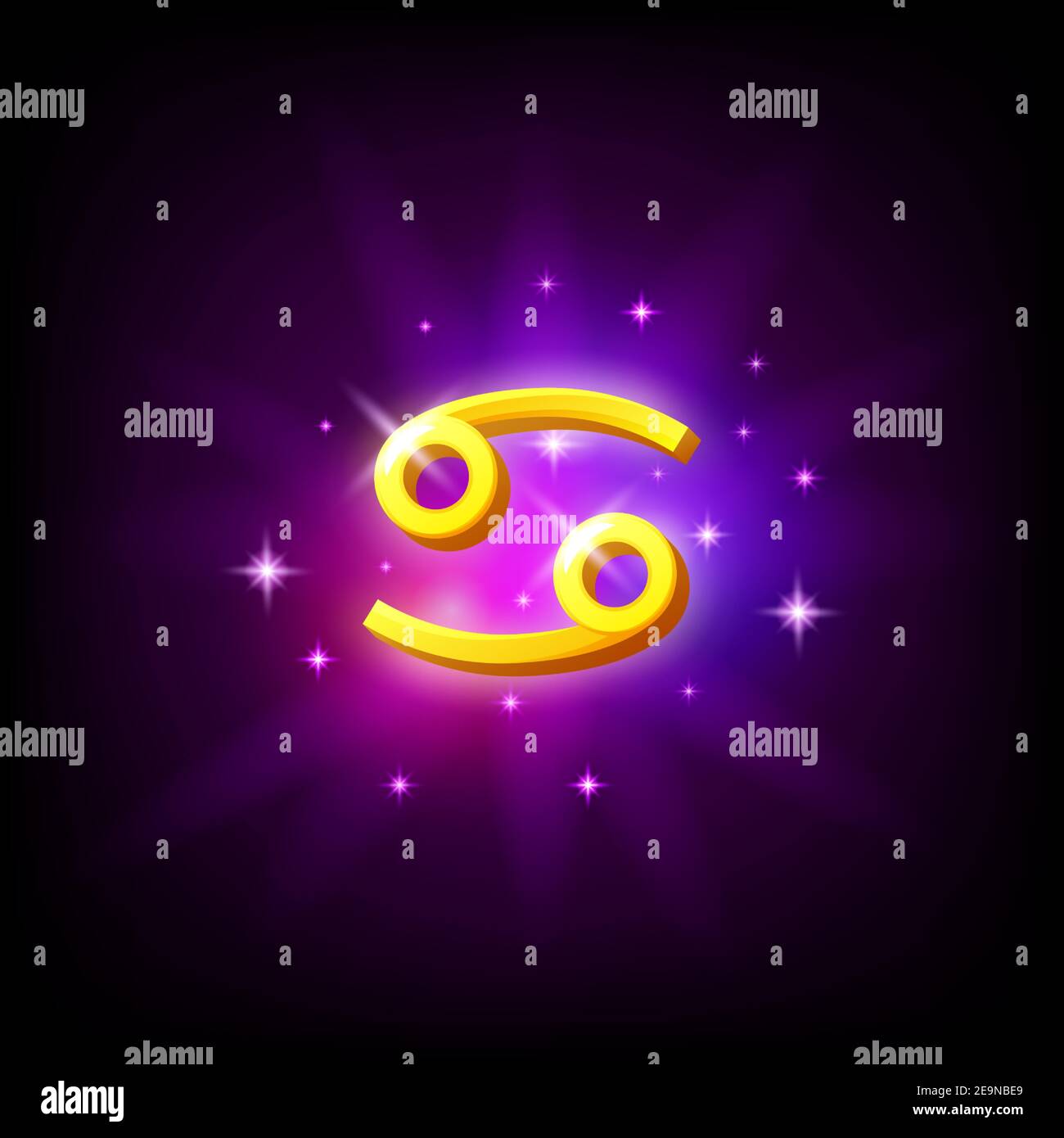 constellation cancer icon in space style on dark background with galaxy and stars. Zodiac sign of water Vector Illustration. Stock Vector