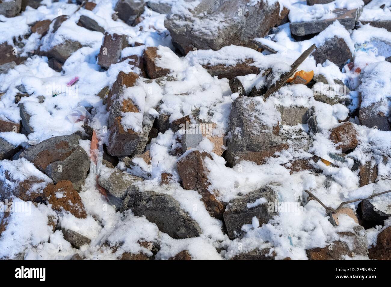 Old Stone Pavement Covered With Snow In Winter Stock Photo Alamy Old Stone Pavement Covered With Snow In Winter Stock Photo Alamy