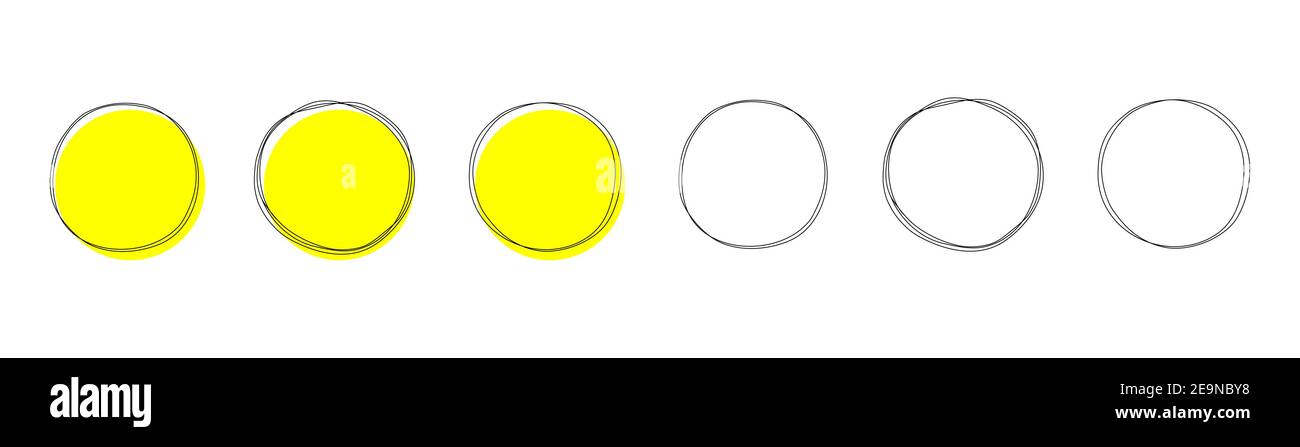 Set of round hand drawn doodle frames isolated on white background ...