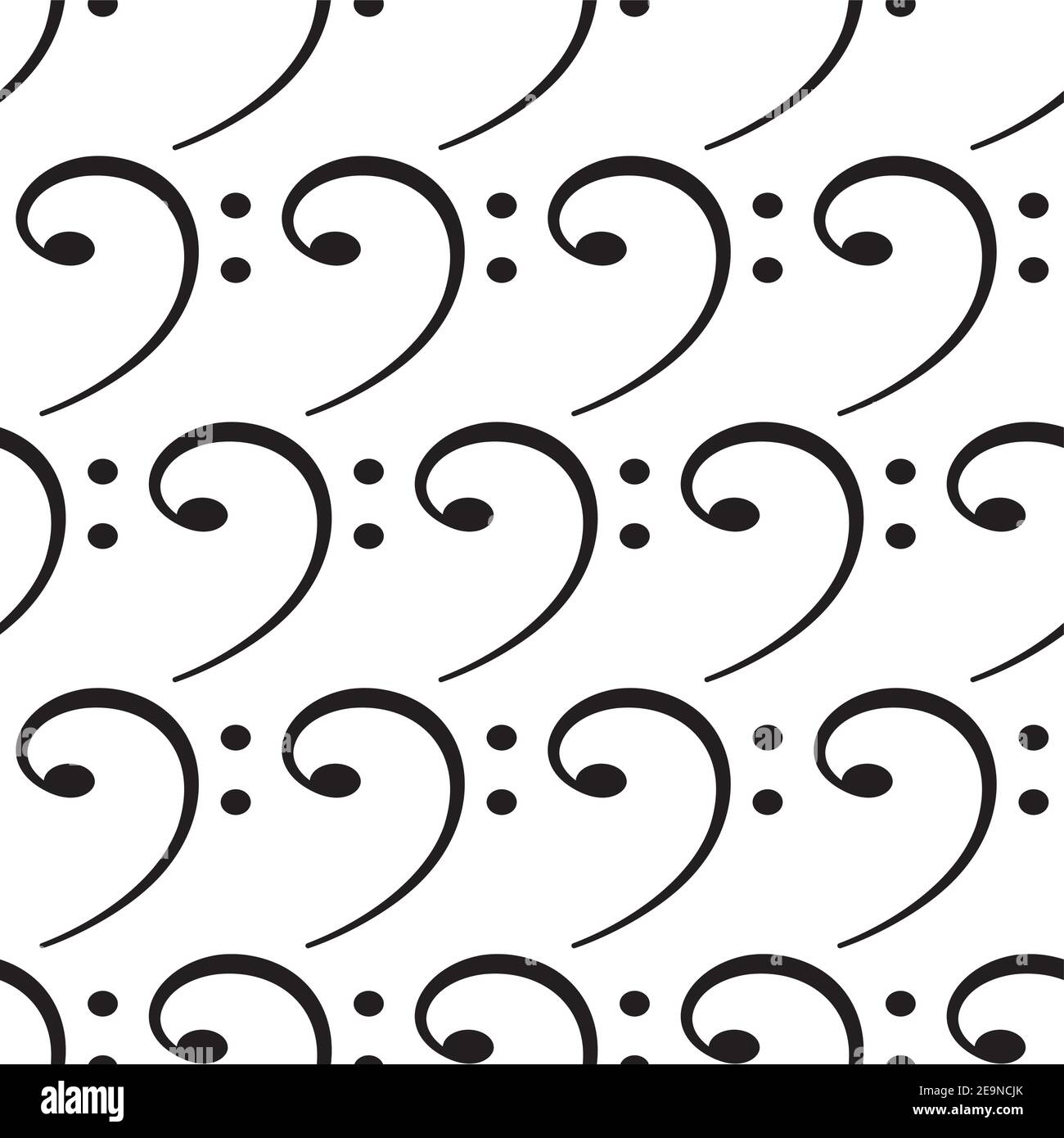 Seamless pattern of the bass clef symbols Stock Vector