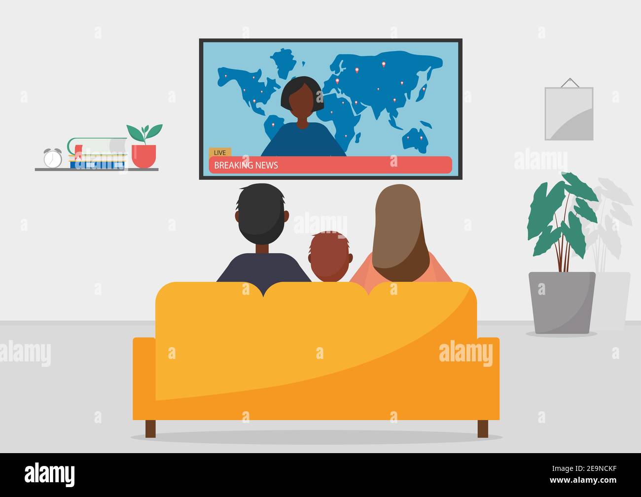 Usa family watch tv Stock Vector Images Alamy