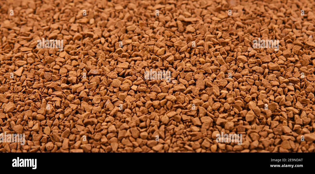 Close up background texture of freeze dried instant coffee granules