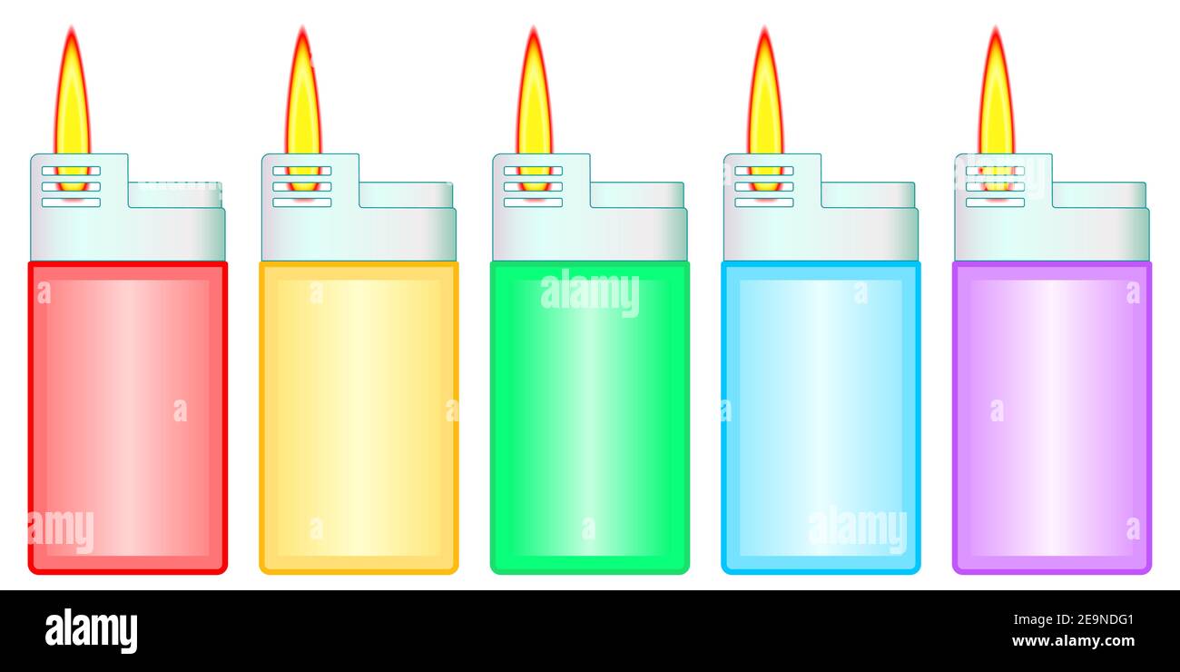 Illustration of the gas lighter set Stock Vector