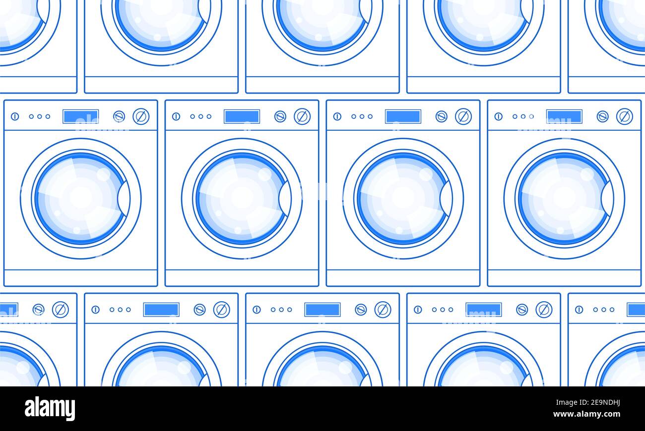 Seamless pattern of the washing machines Stock Vector