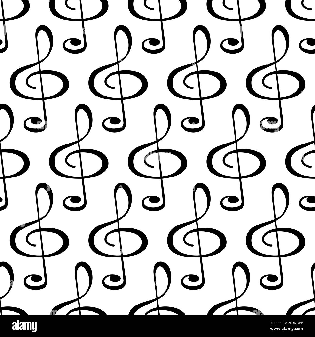 Seamless pattern of the treble clef symbols Stock Vector