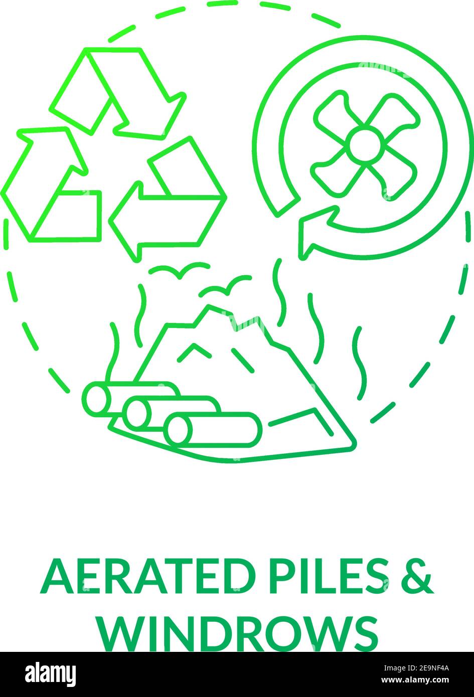 Aerated piles and windrows concept icon Stock Vector