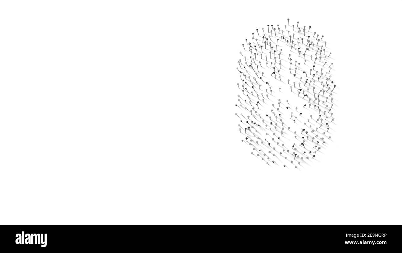 3d rendering of nails in shape of inverted symbol of Bluetooth in oval ...