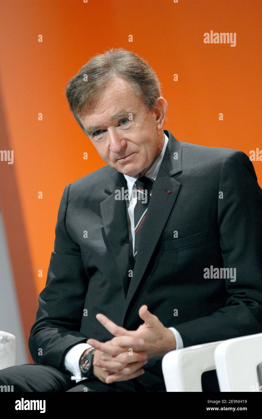 LVMH's CEO Bernard Arnault announces the creation of a cultural foundation  'Louis Vuitton Pour la Creation' during a Press Conference in Paris,  France, on October 2, 2006. U.S. architect Frank Gehry will