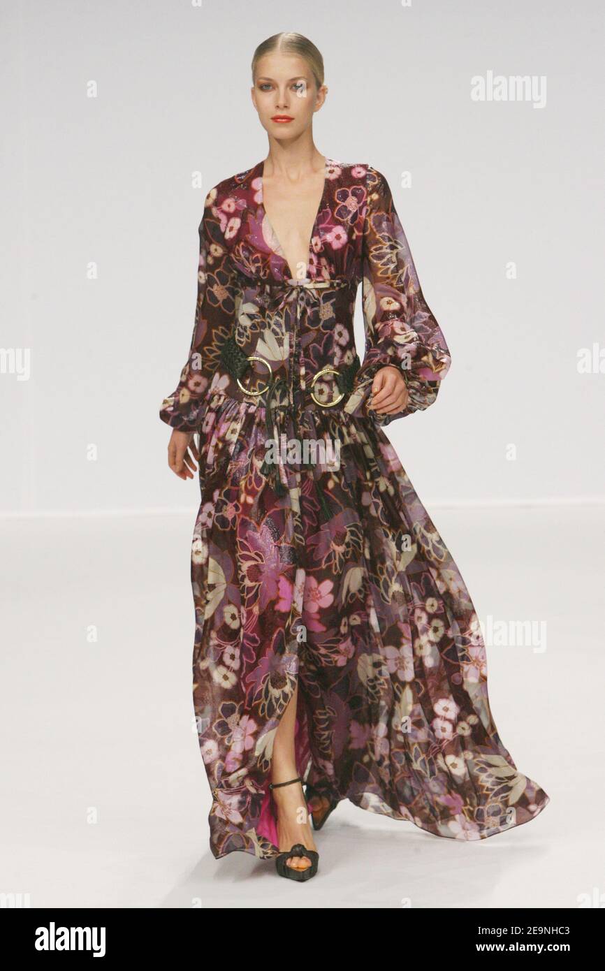A Model Displays A Creation By Fashion Designer Jean Louis Scherrer a-model-displays-a-creation-by-fashion-designer-jean-louis-scherrer