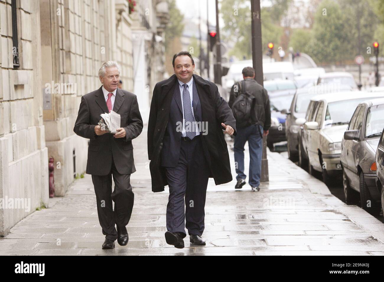 French socialist MP Eugene Caselli and Patrick Mennucci arrive to attend the National party executives held at the headquarters in Paris, France, on October 3, 2006. Photo by Bernard Bisson/ABACAPRESS.COM Stock Photo