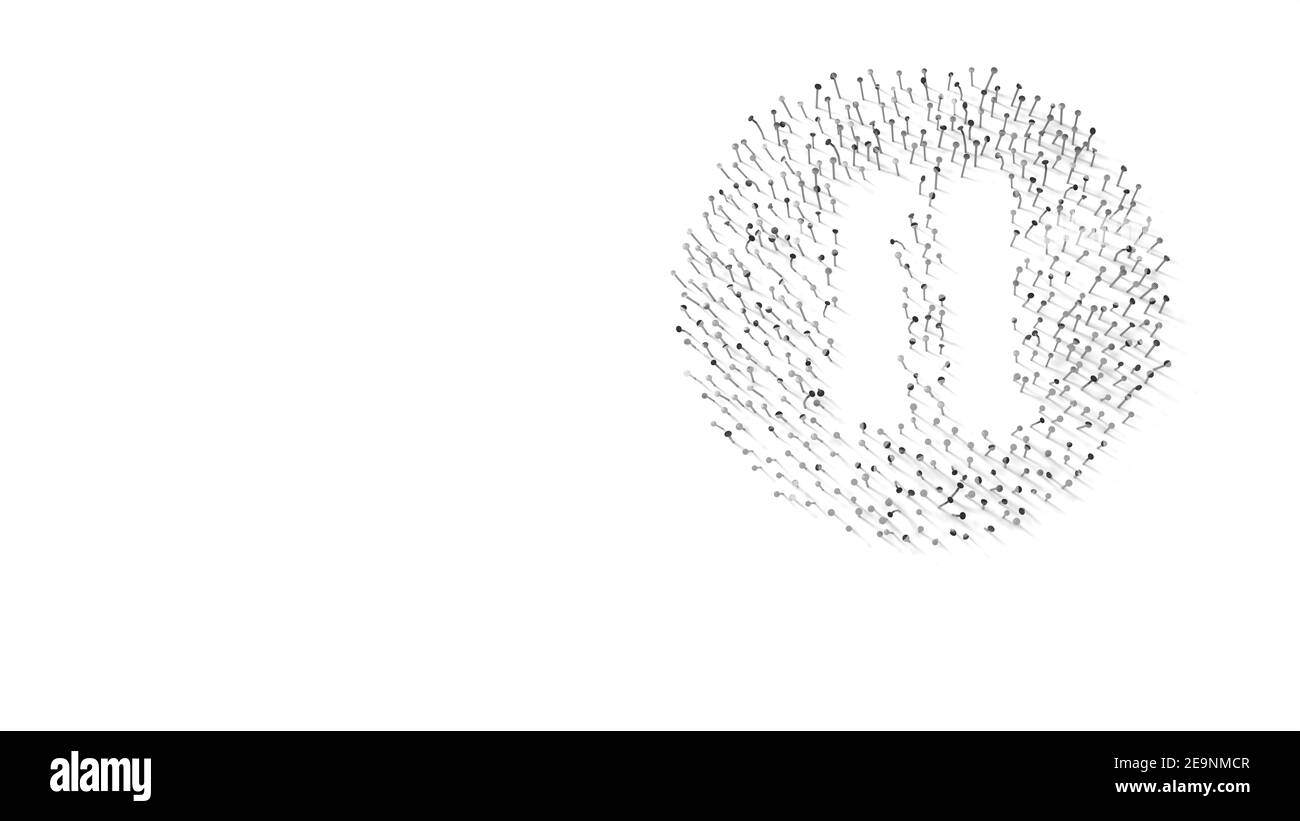3d rendering of nails in shape of symbol of thin inverted pause symbol ...