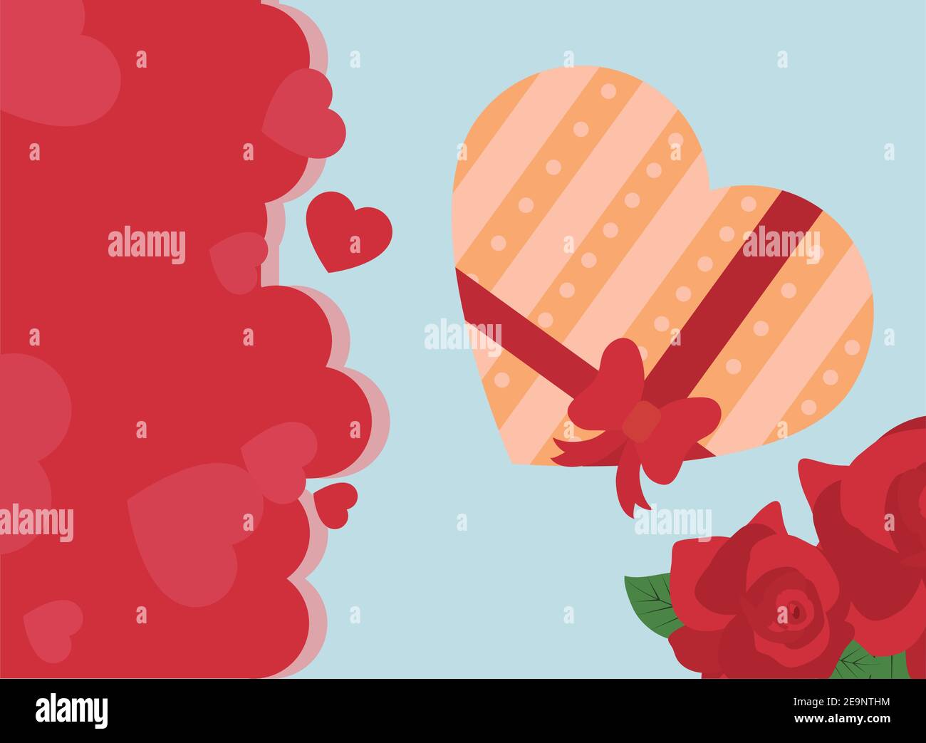 Happy valentines day heart box with bow hearts and roses of love ...
