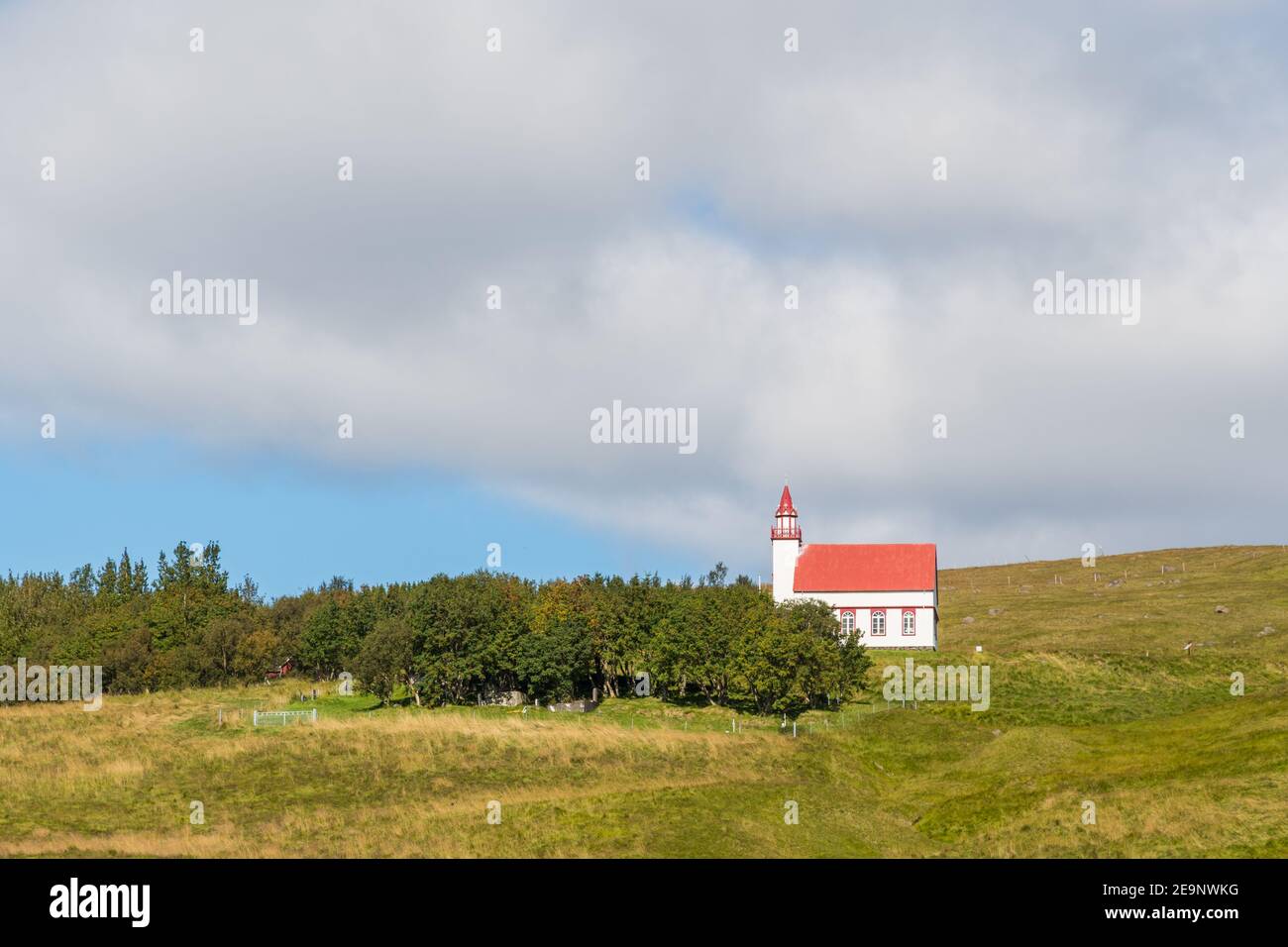 church of Hlidarenid in Fljotshlid in south Icelandic countryside Stock Photo