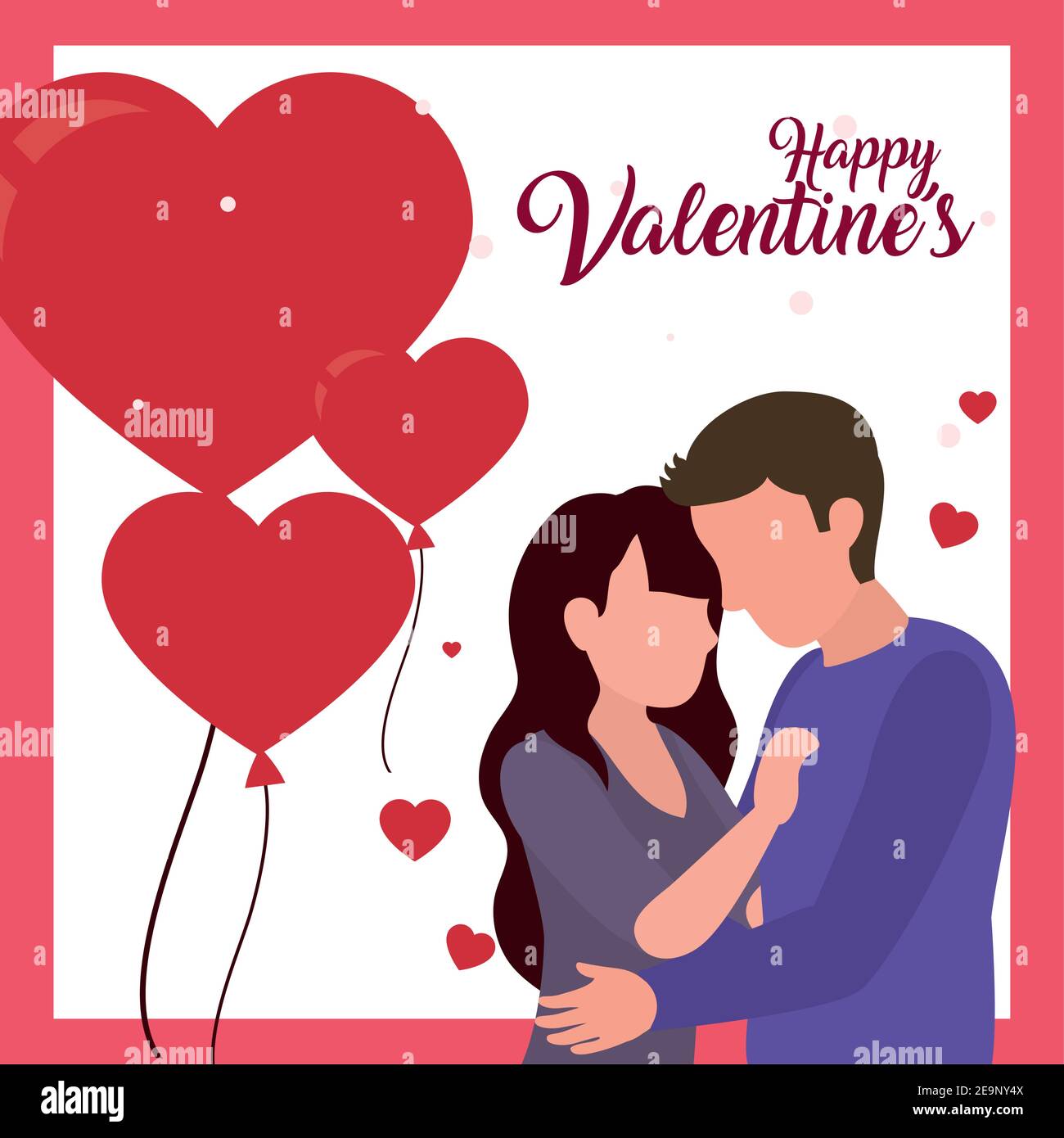 Happy valentines day couple with hearts balloons of love passion and ...