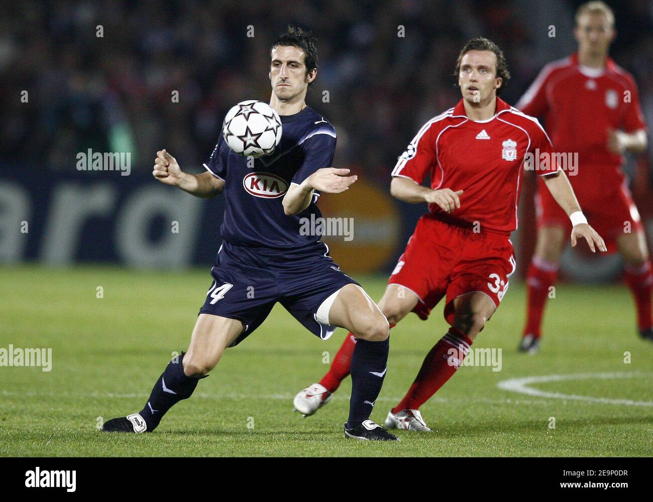 Bordeaux' Johan Micoud controls the ball during the UEFA Champions League, Group C, Girondins de Bordeaux vs Liverpool FC at the Stade Chaban-Delmas in Bordeaux, France on October 18, 2006. Liverpool won 1-0. Photo by Christian Liewig/ABACAPRESS.COM Stock Photo