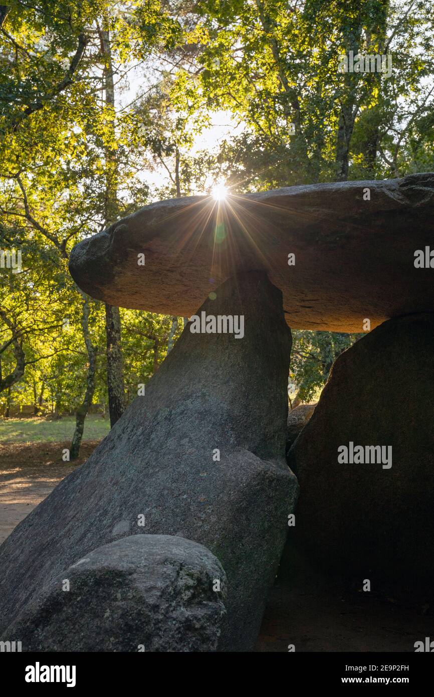 Europe, Spain, Galicia, Ribeira, Dolmen de Axeitos (prehistoric megalithic burial chamber) Stock Photo