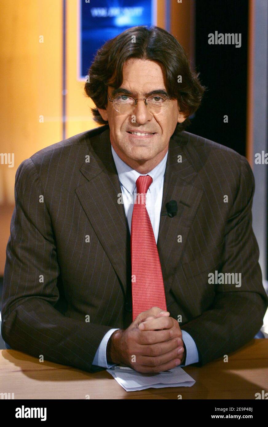 Luc Ferry is seen during the taping of TF1 channel TV Show 'Vol de nuit' in Paris, France on November 2, 2006. Photo by Nicolas Chauveau/ABACAPRESS.COM Stock Photo