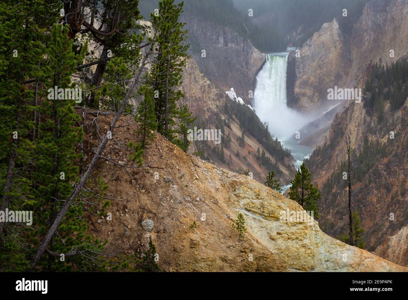 Lower Falls at the back of the Grand Canyon of the Yellowstone River