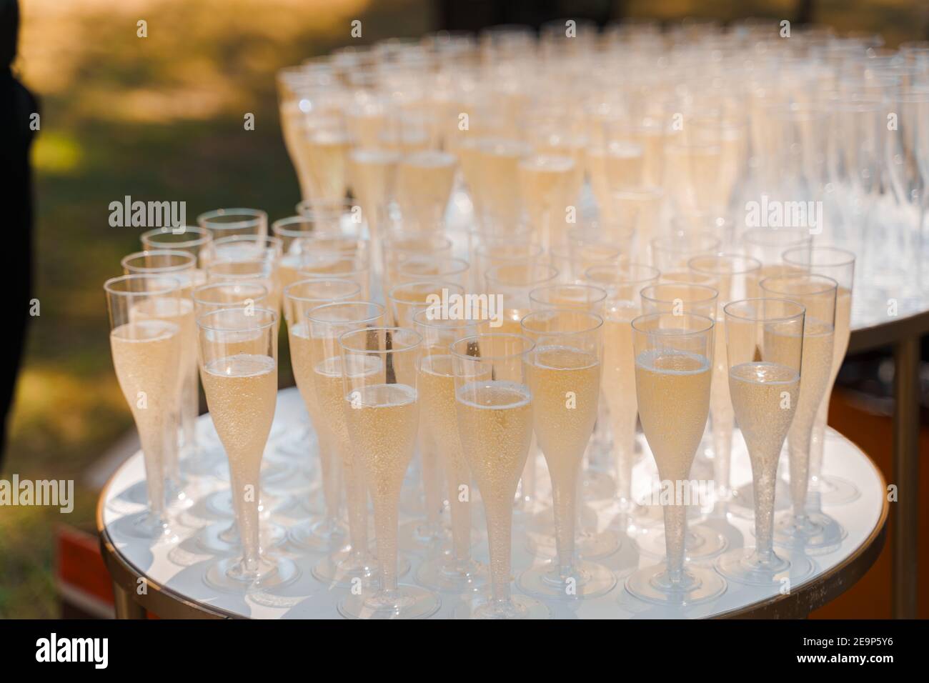 Aperitif champagne for business meeting conference participants Stock
