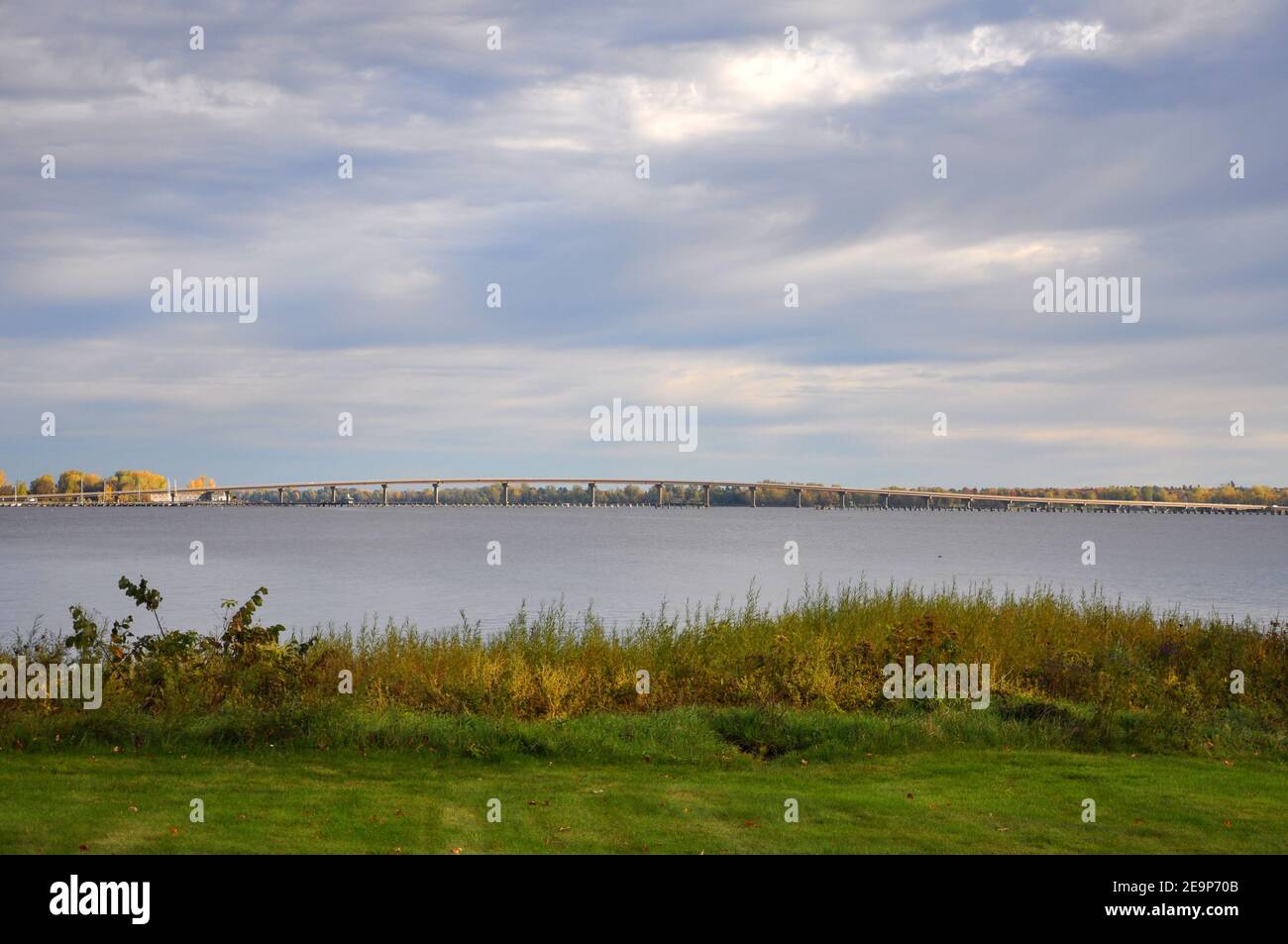 Rouses Point Bridge at the north end of Lake Champlain connects New York State and Vermont on