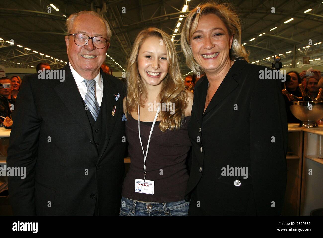 Front National leader and Presidential candidate Jean-Marie Le Pen poses  with his daughter Marine Le Pen and grand daughter Marion during his party  presidential convention held in Le Bourget near Paris, France