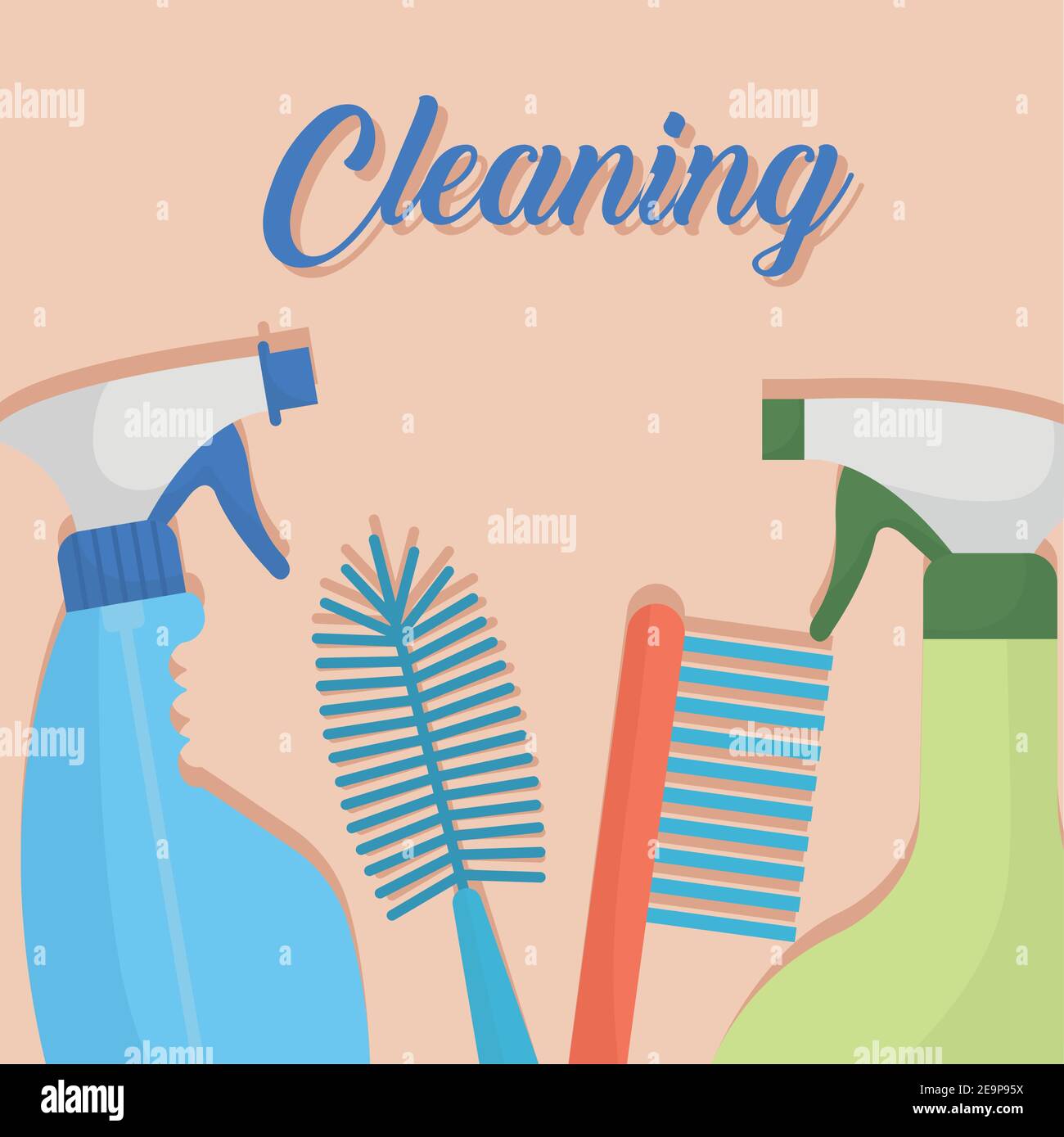 cleaning lettering, brushes and splash icons Stock Vector Image & Art ...