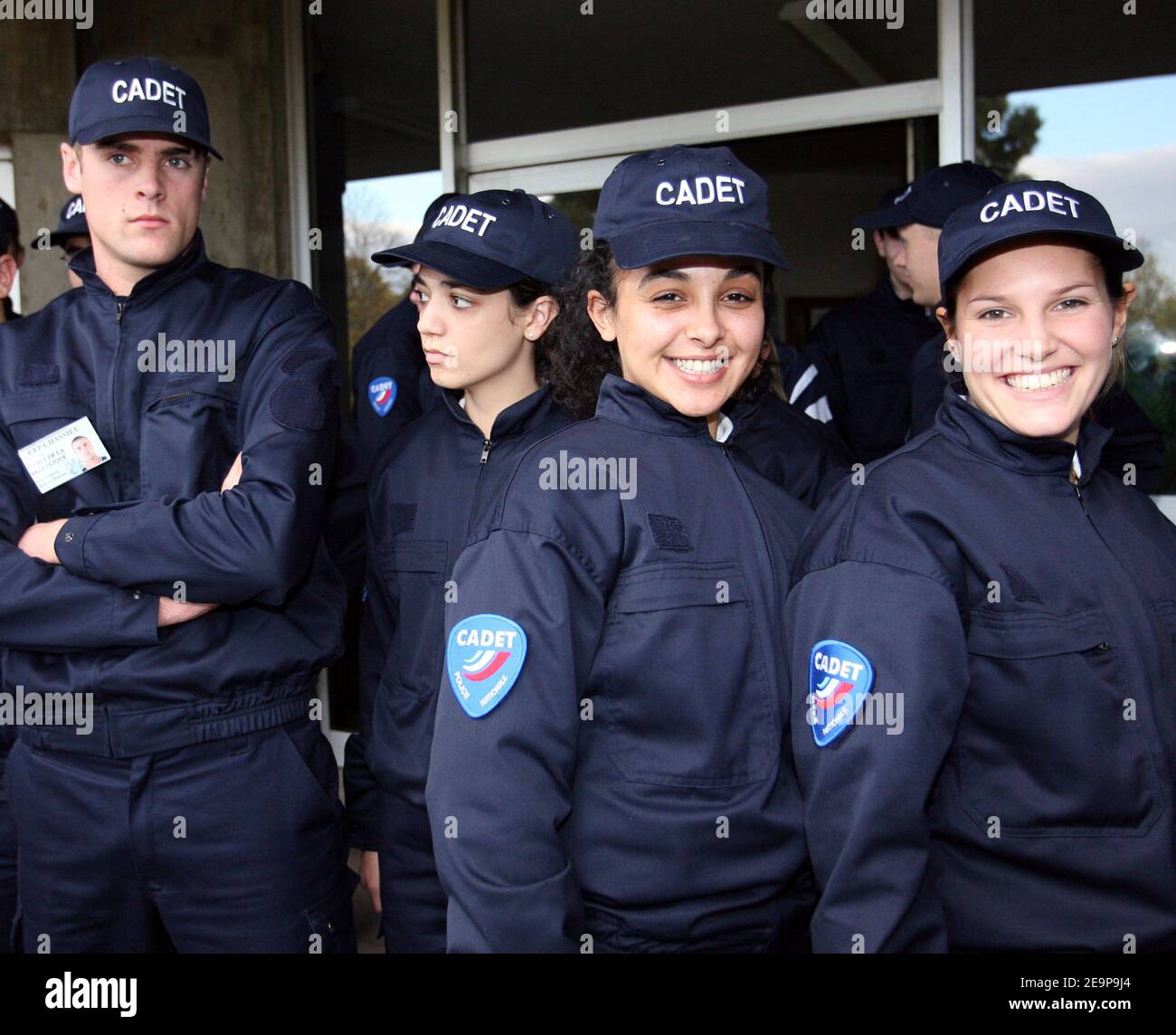 Trainees are seen during the visit Catherine Vautrin, Social cohesion  minister, in a National police's training centre in Chassieu (near Lyon),  France, on November 15, 2006. This special school train young people