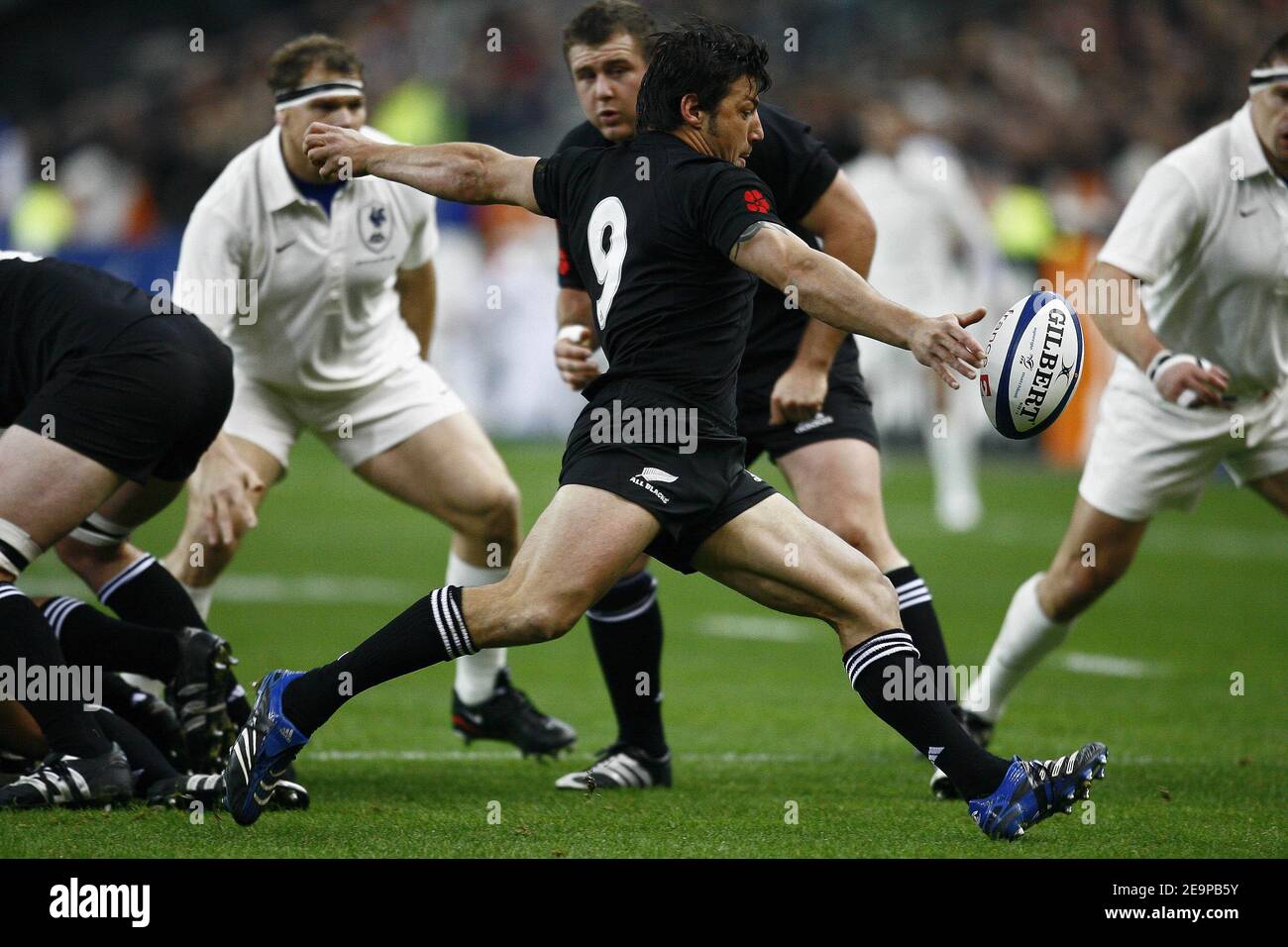 All Blacks' Byron Kelleher in action during the rugby union test match,  France vs New Zealand at the Stade de France, in Saint Denis, near Paris,  France on November 18, 2006. New