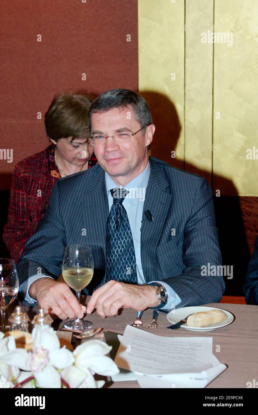 EXCLUSIVE - Deputy Chairman of the Management Commitee of Gazprom Alexander Medvedev during the press conference to announce the opening of Gazprom France held at the hotel 'Hyatt Randome' in Paris, France, on November 24, 2006. Photo by Benoit Pinguet/ABACAPRESS.COM Stock Photo