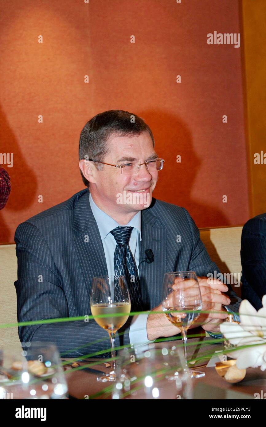 EXCLUSIVE - Deputy Chairman of the Management Commitee of Gazprom Alexander Medvedev during the press conference to announce the opening of Gazprom France held at the hotel 'Hyatt Randome' in Paris, France, on November 24, 2006. Photo by Benoit Pinguet/ABACAPRESS.COM Stock Photo