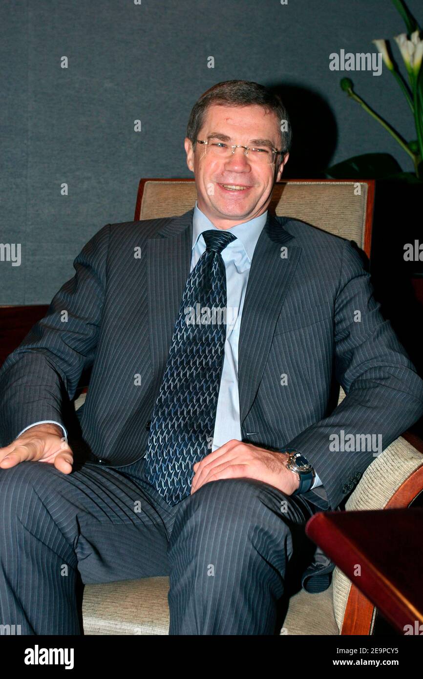 EXCLUSIVE - Deputy Chairman of the Management Commitee of Gazprom Alexander Medvedev during the press conference to announce the opening of Gazprom France held at the hotel 'Hyatt Randome' in Paris, France, on November 24, 2006. Photo by Benoit Pinguet/ABACAPRESS.COM Stock Photo
