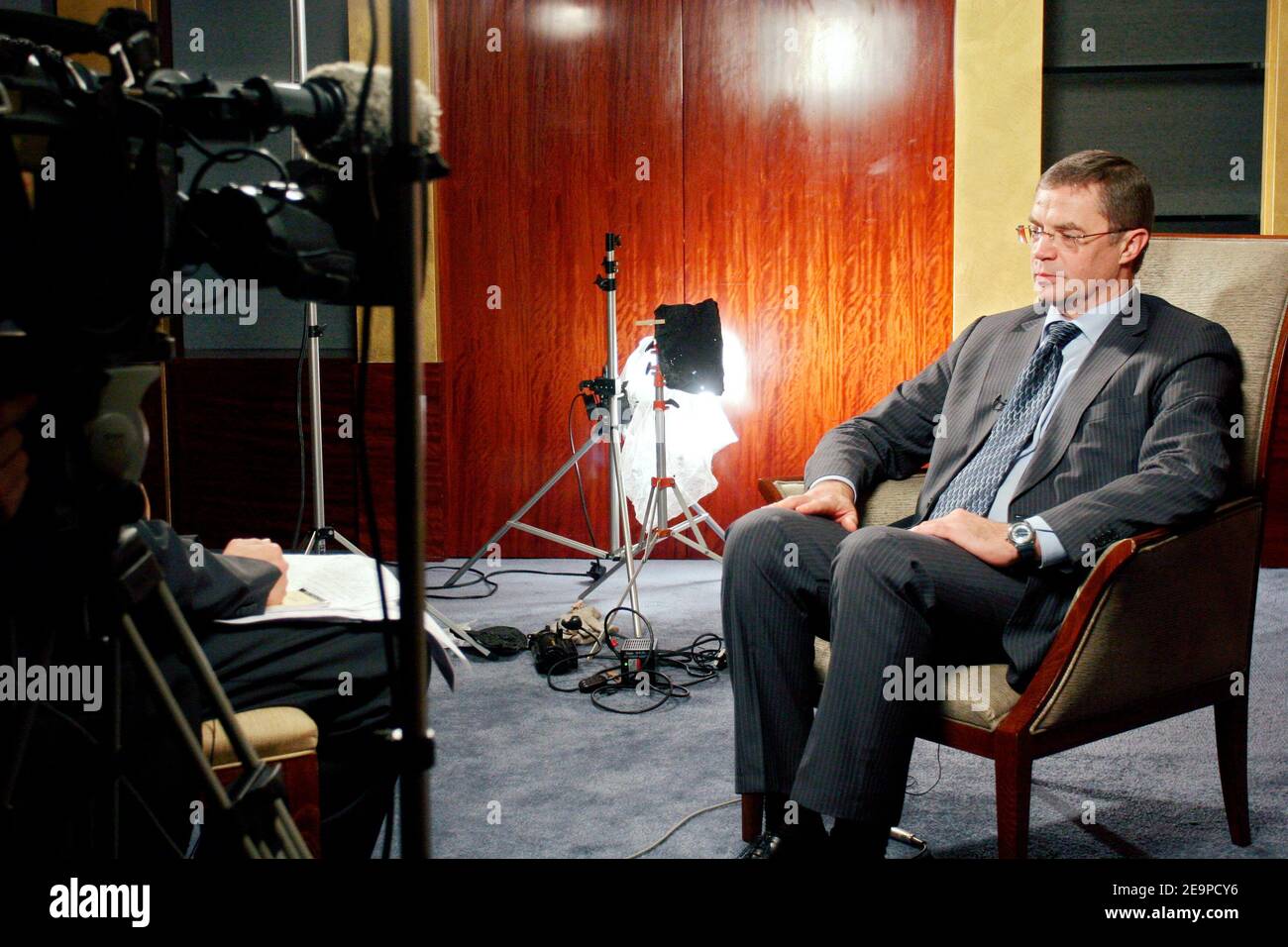 EXCLUSIVE. Deputy Chairman of the Management Commitee of Gazprom Alexander Medvedev during the press conference to announce the opening of Gazprom France held at the hotel 'Hyatt Randome' in Paris, France, on November 24, 2006. Photo by Benoit Pinguet/ABACAPRESS.COM Stock Photo