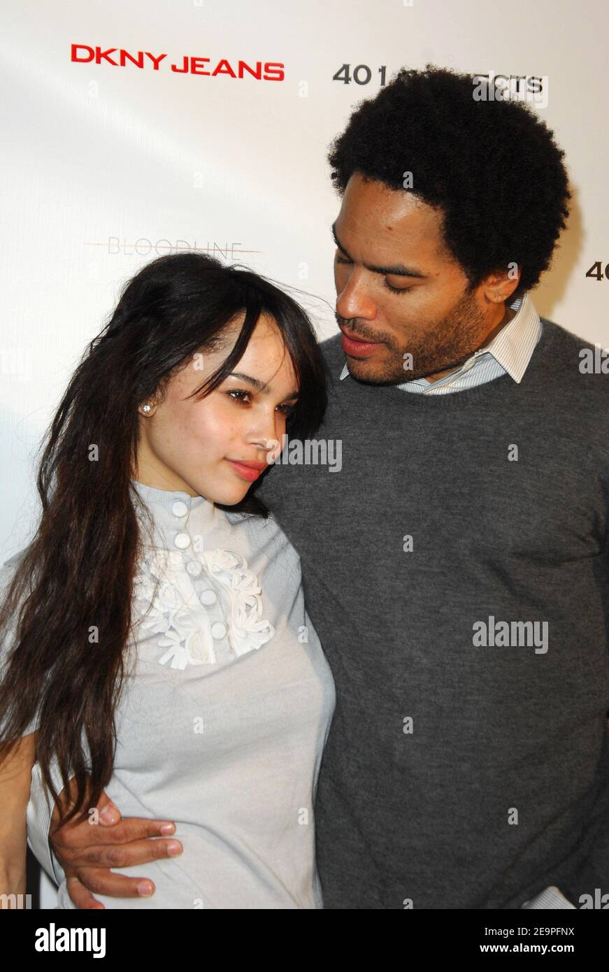 'Musician Lenny Kravitz and daughter Zoe attend the ''Bloodline'' photo exhibition launch party held at 401 Projects on Friday, December 1, 2006 in New York City, USA. (Pictured: Lenny Kravitz, Zoe Kravitz) Photo by Gregorio Binuya/ABACAUSA.COM' Stock Photo