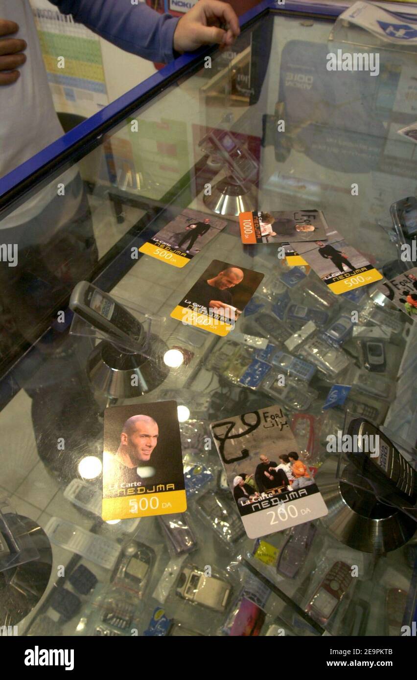 Phone cards with Zinedine Zidane, on sale in Algiers on december 12, 2006. Photo by Reda Guelmani/ABACAPRESS.COM Stock Photo