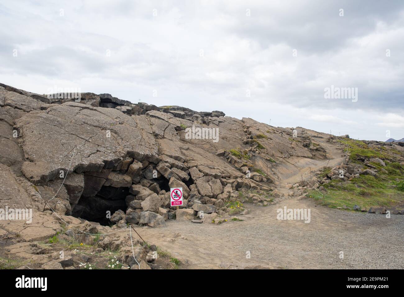 The entry to Grjotagja cave in Myvatn area in North Iceland Stock Photo