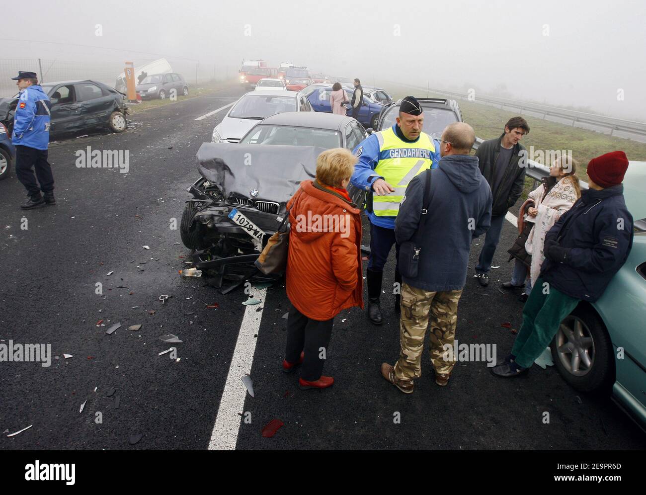 Spectacular Motorway Collision On The French Motorway A 63 In The Direction Of Bordeaux To Bayonne Southwestern France On December 23 2006 The Accident Was Due To A Heavy Fog And Involved