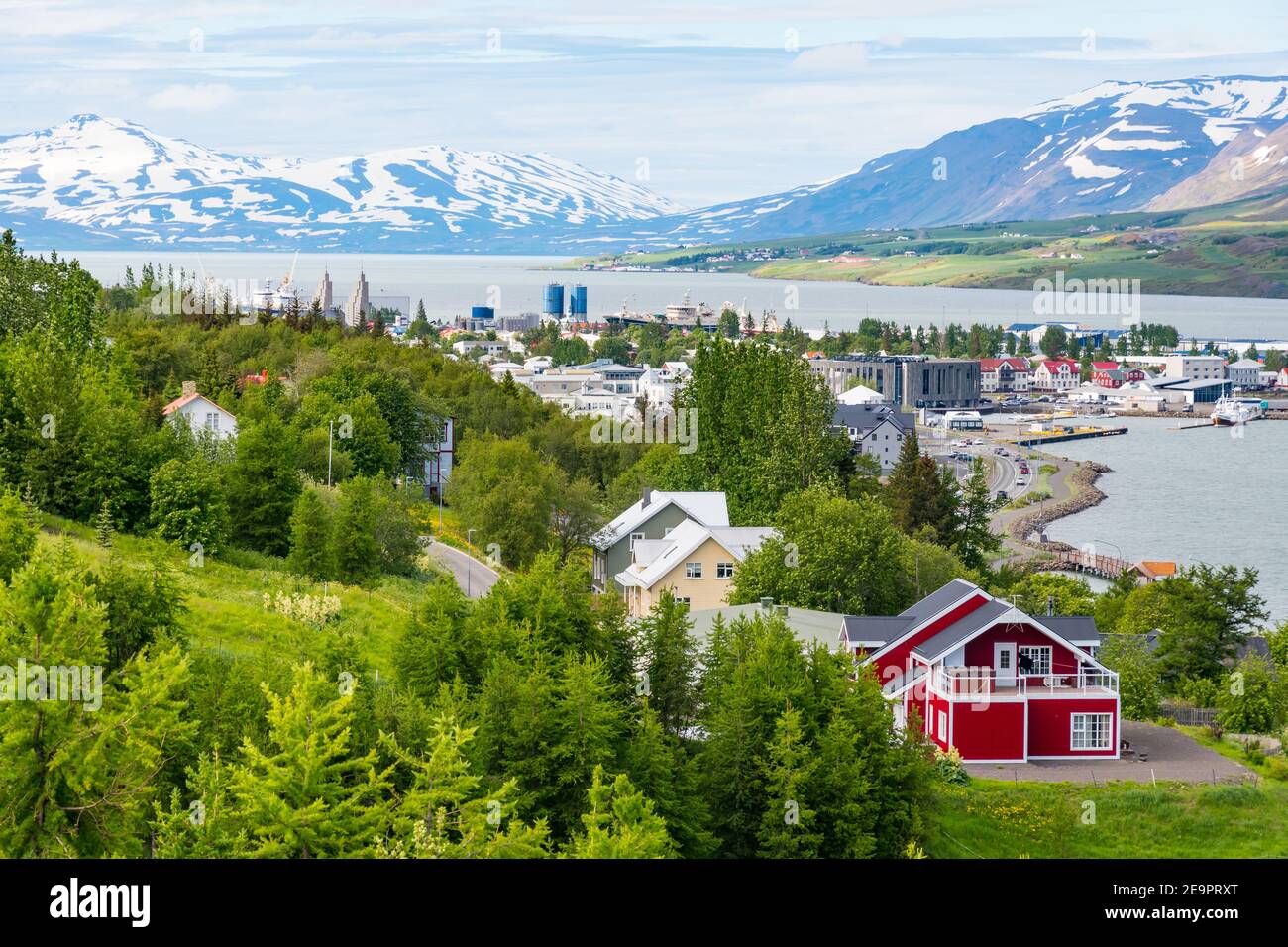 Town of Akureyri in North Iceland on a summer day Stock Photo