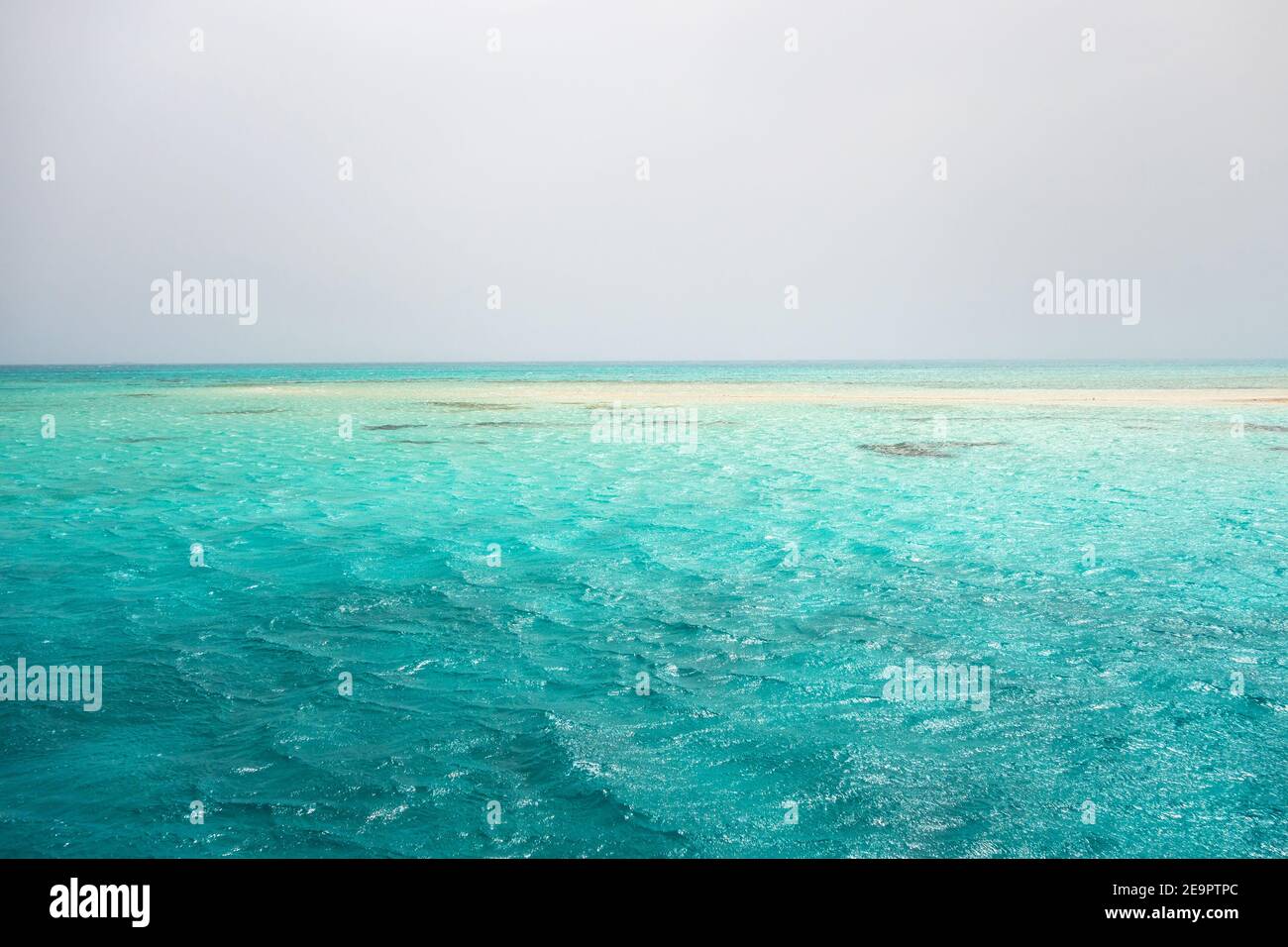 Beautiful red sea Coral reef White Island. Blue turquoise water in Ras