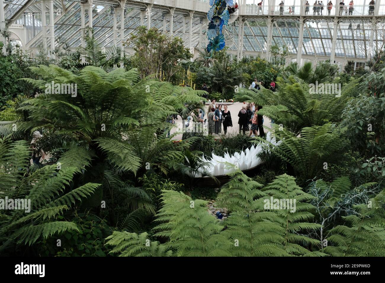 LONDON - 2019: Interior of the Temperate House at Kew Royal Botanic Gardens in London Stock Photo