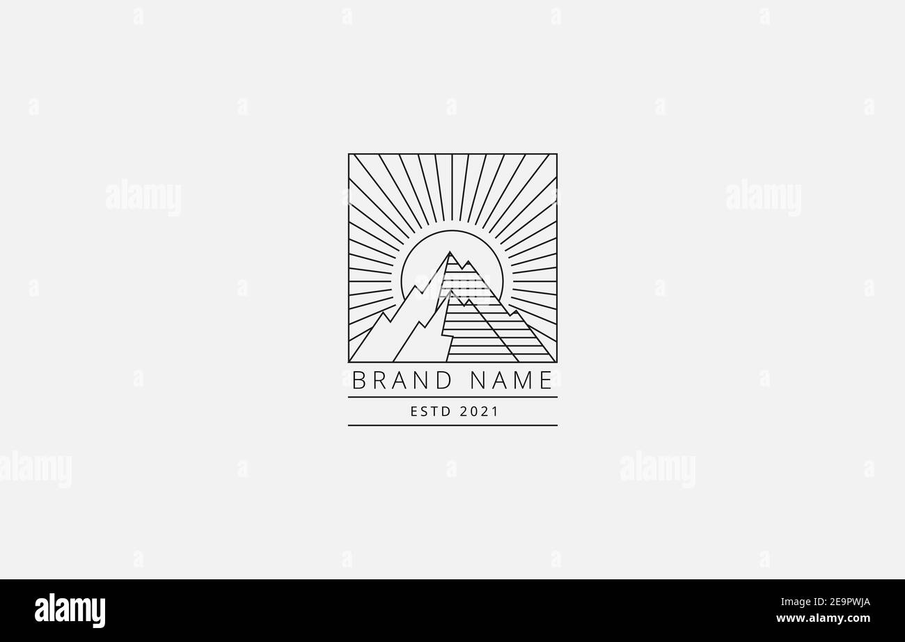 Modern Rock Mountain Vintage Logo Emblem Vector Template for label