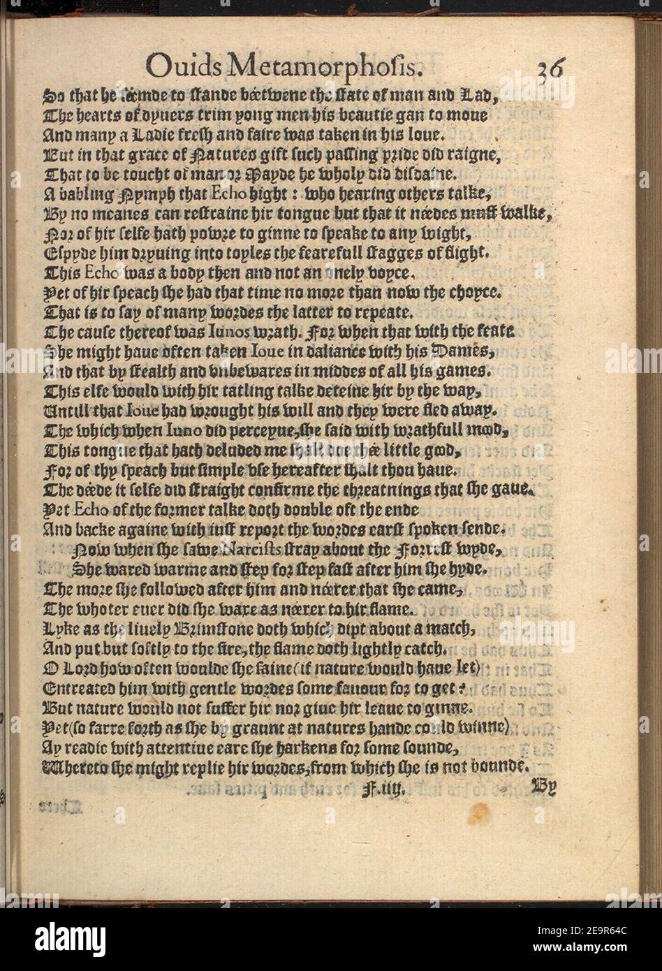 Metamorphoses (Ovid, 1567) - 0095. Stock Photo