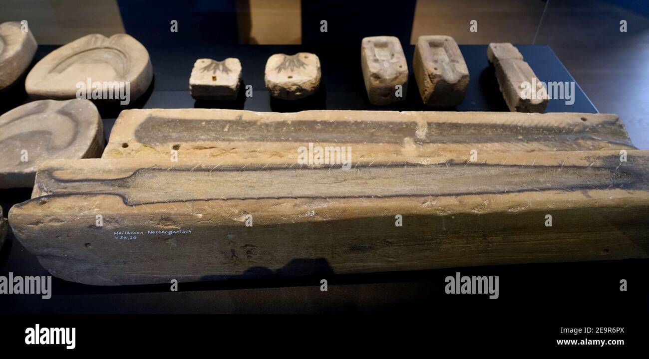 Molds for bronze swords and other items, from the Nordheimer Hohl