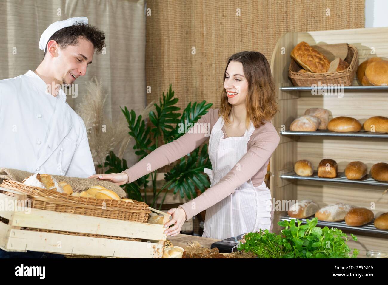 The delivery of goods to the bakery shop brought directly by the baker