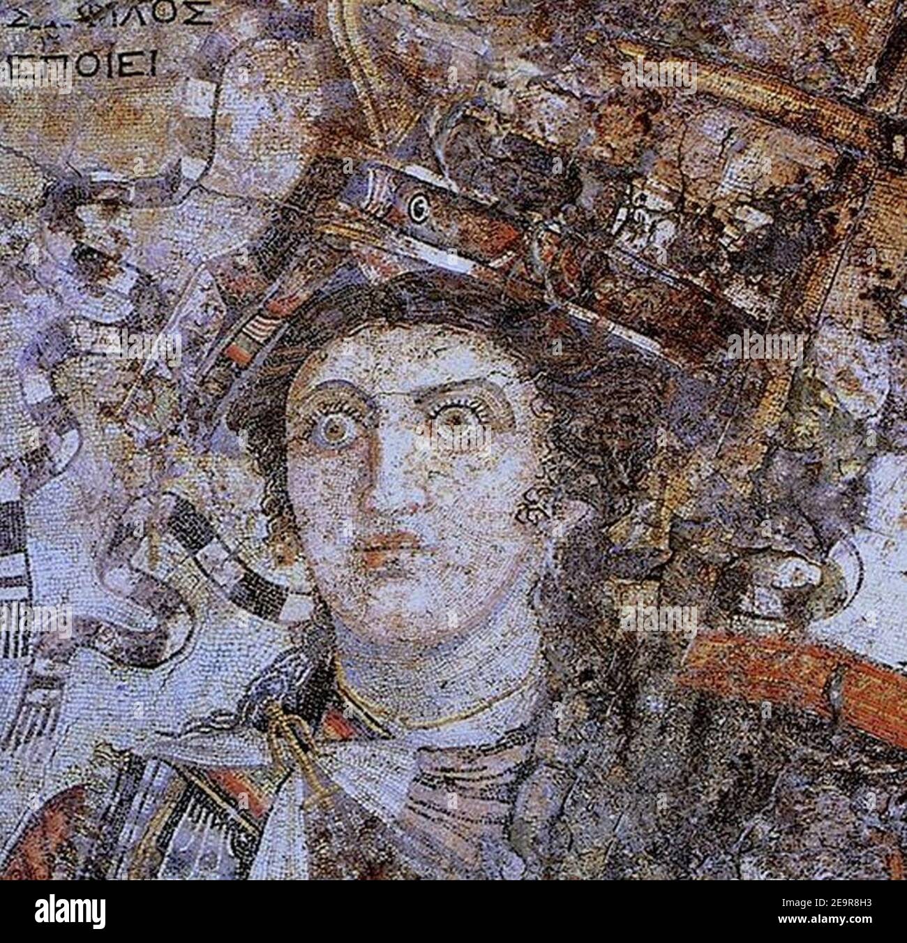 Mosaic of Berenice II, Ptolemaic Queen and joint ruler with Ptolemy III of Egypt, Thmuis, Egypt. Stock Photo