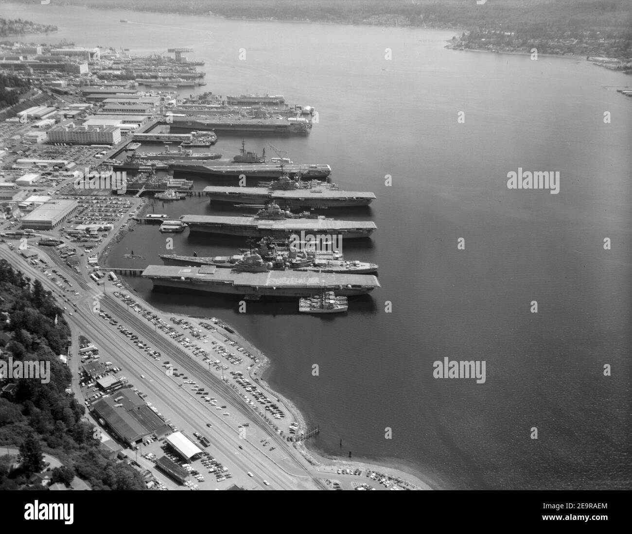 Mothballed ships at Puget Sound August 1992. Stock Photo
