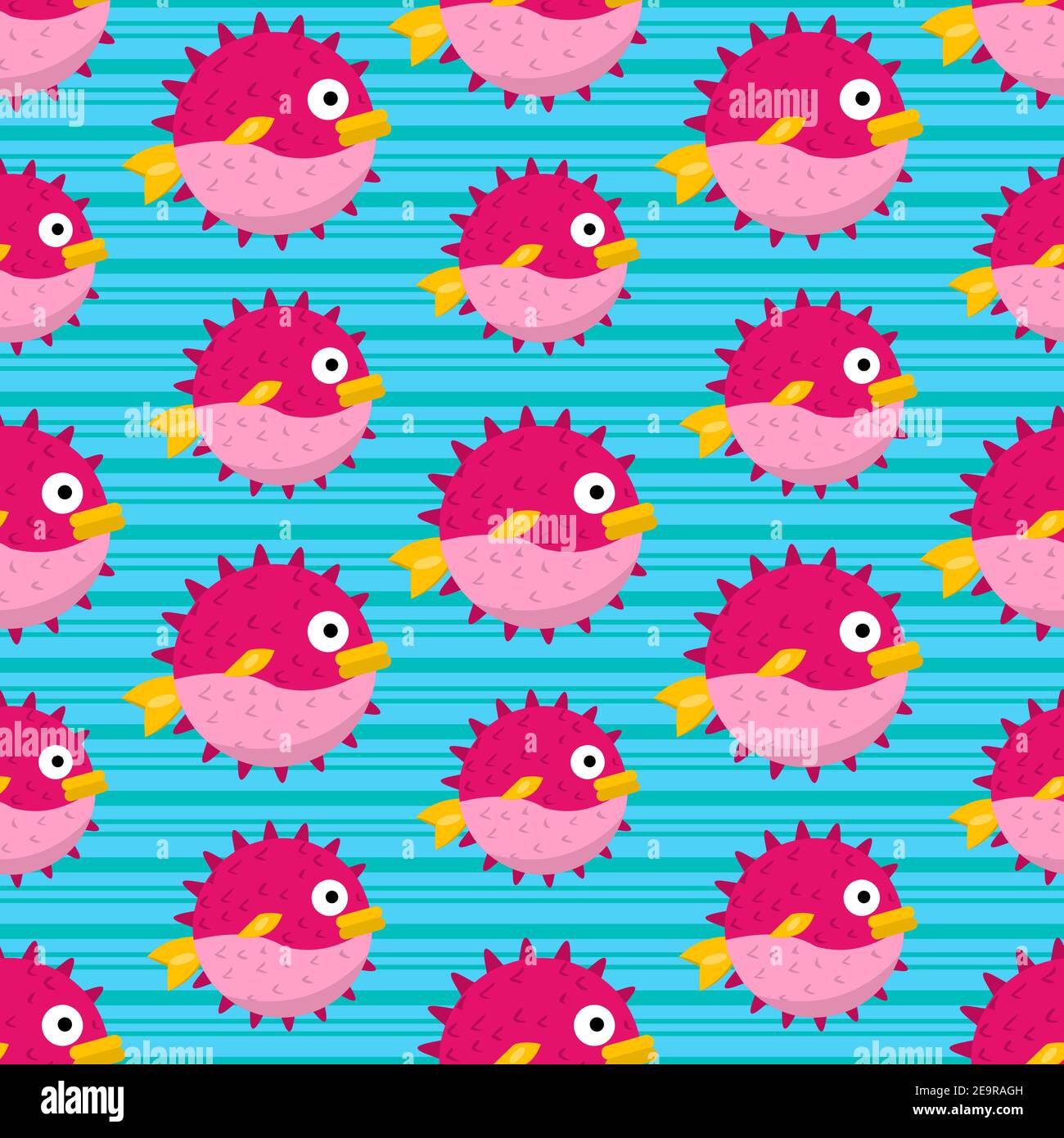 globe fish animal seamless pattern vector illustration in flat style Stock Vector
