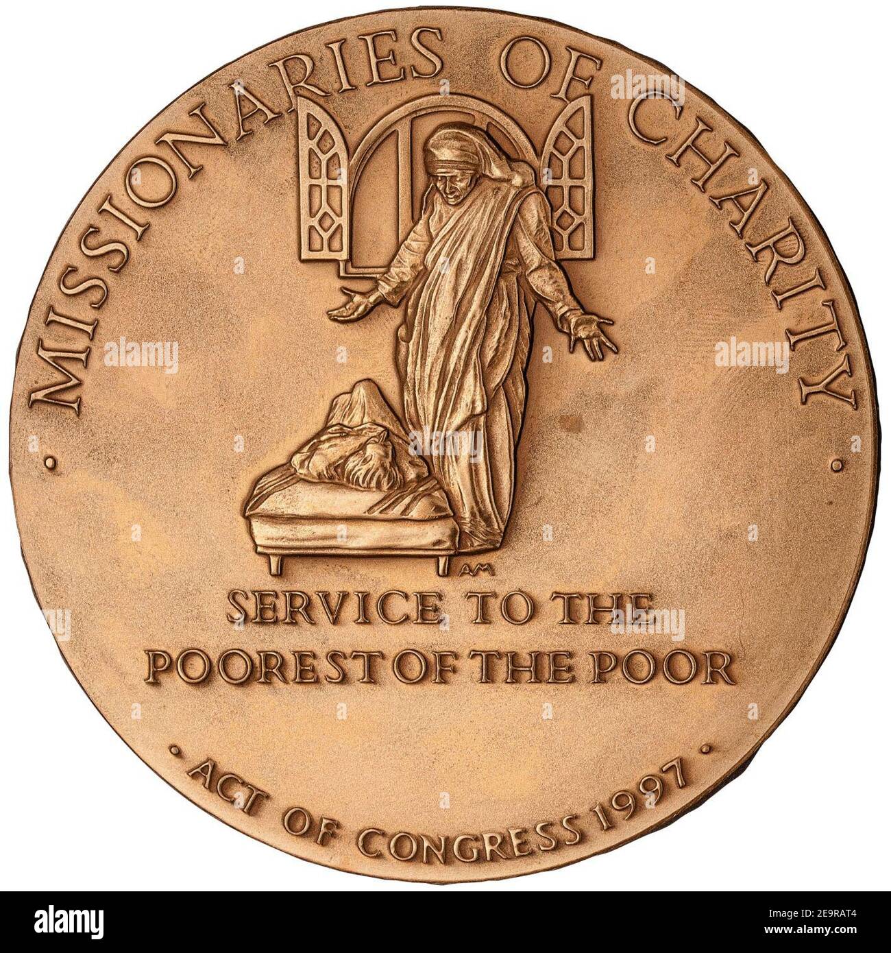 Mother Teresa Congressional Gold Medal (reverse). Stock Photo