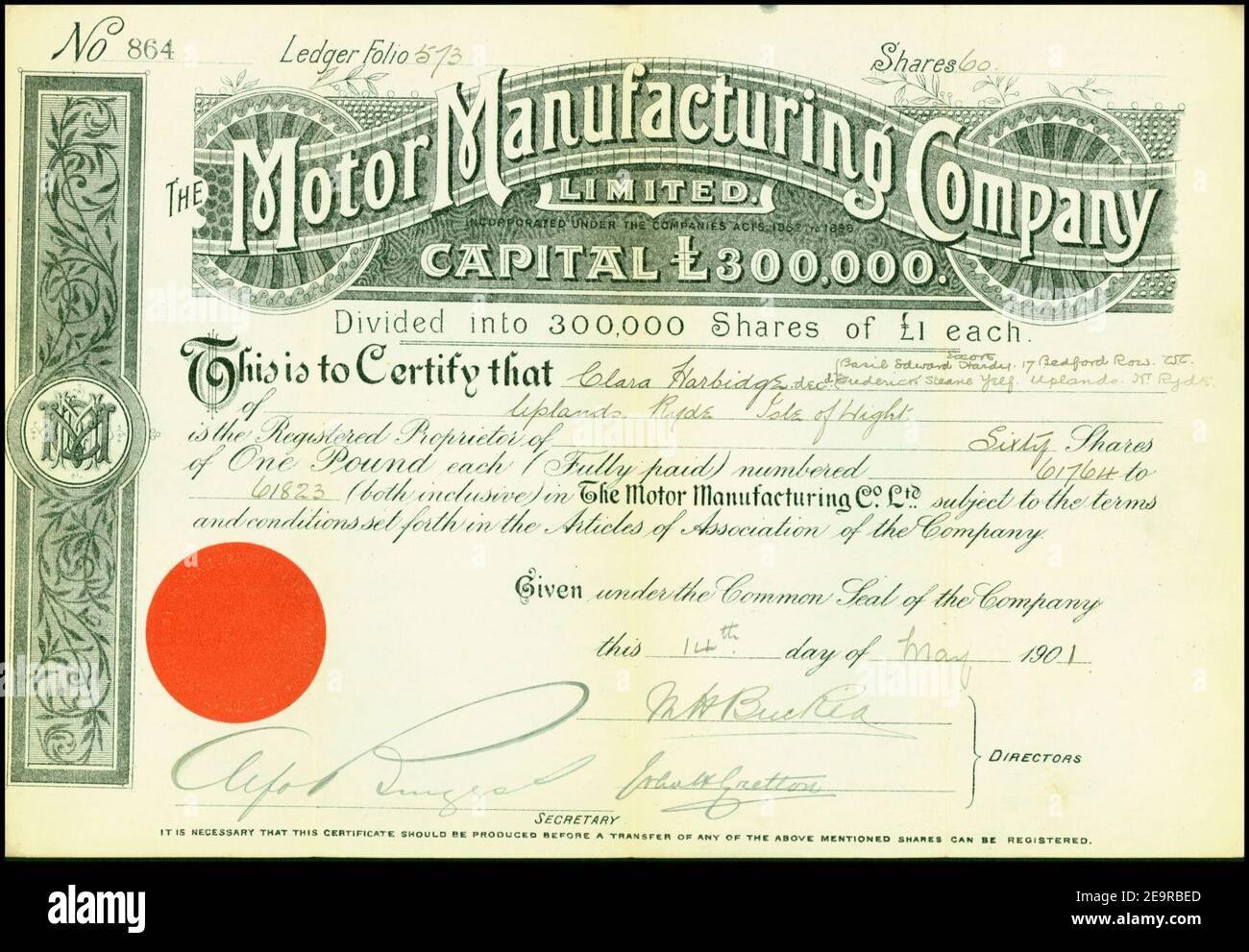 Motor Manufacturing Company 1901 Stock Photo Alamy