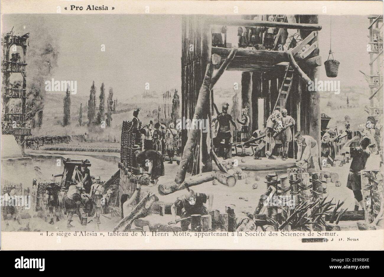 Motte Le siège d'Alésia (carte postale noir et blanc). Stock Photo