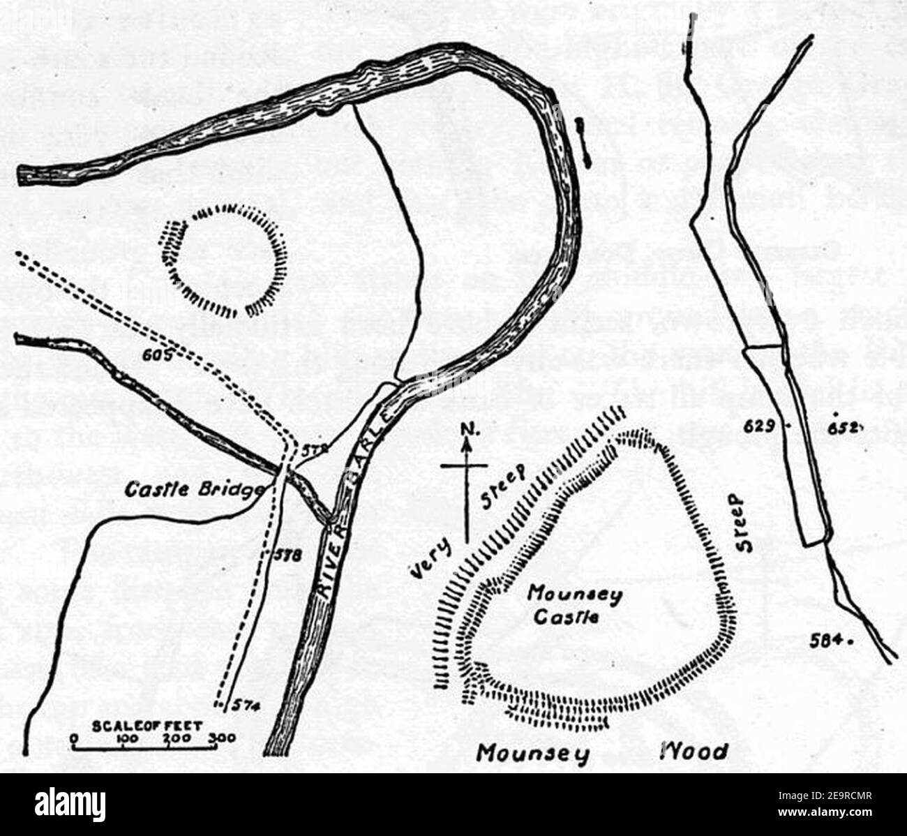 Mounsey Castle Somerset Map. Stock Photo